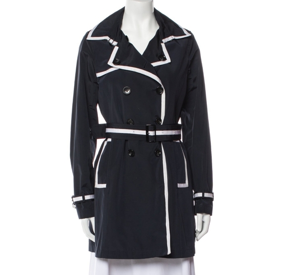 Jane Post Navy Trench Coat Size Medium - Picture 1 of 8